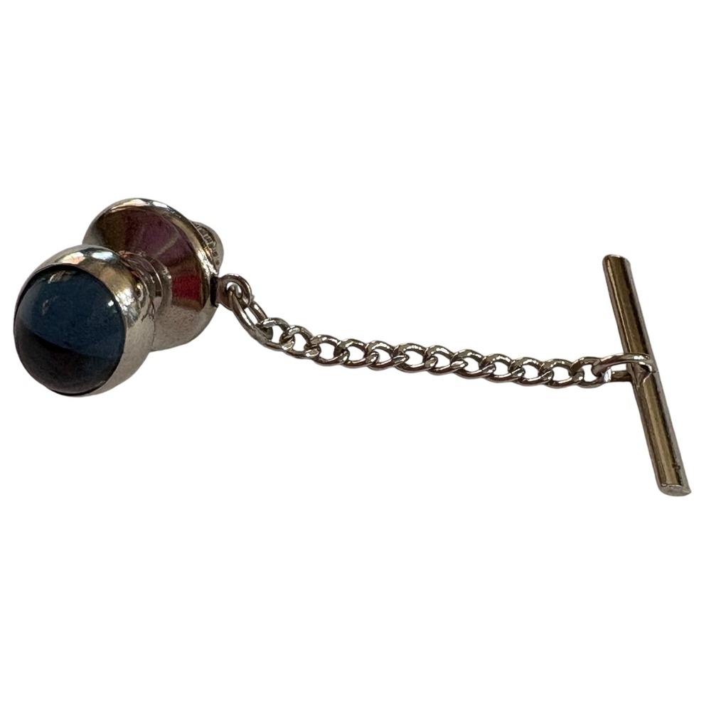 1990s Blue Stone Tie Tack Lapel Pin Vintage Style‎ Suit Accessory Minimalist
